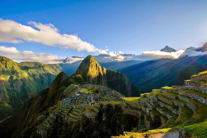 A view of high mountain peaks in the Andes region of South America